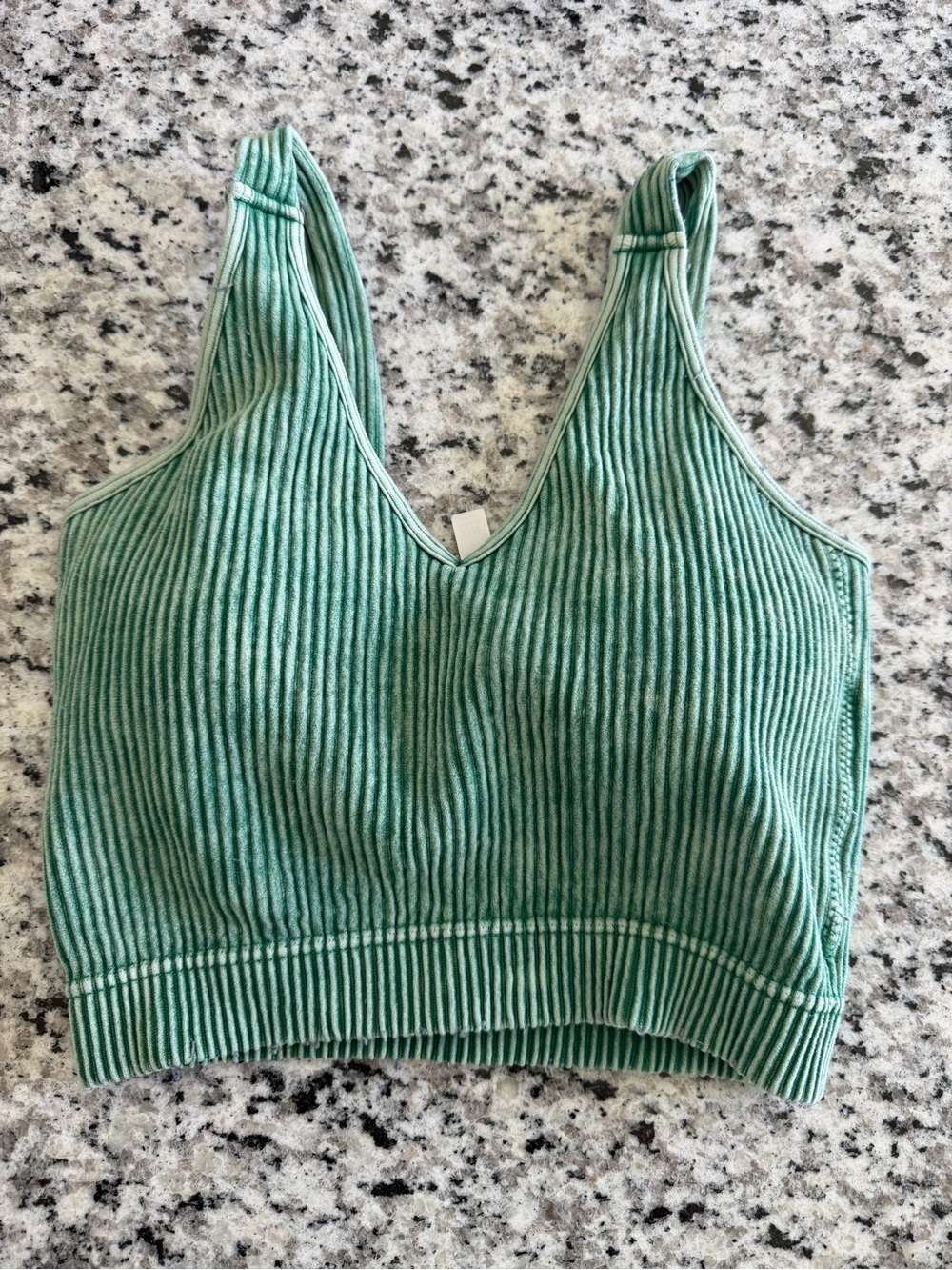 Zenana Outfitters Sage Green Ribbed V-Neck Crop Tank